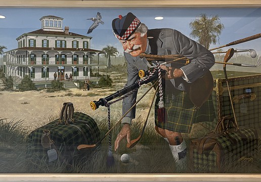 This painting by Frank Hopper can be seen in City Hall.