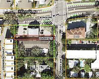 The site of the proposed Ringling & Osprey Condos is outlined in green, Osprey Court in red.