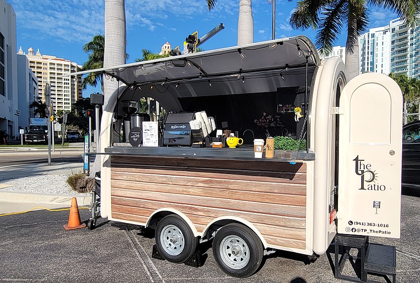 The Patio coffee cart first operated next to Swim City's Longboat Key location. A potential city of Sarasota zoning text amendment would allow it and other food trucks to operate on private property in the Downtown Bayfront zone district. The Patio coffee cart first operated next to Swim City's Longboat Key location. A potential city of Sarasota zoning text amendment would allow it and other food trucks to operate on private property in the Downtown Bayfront zone district.