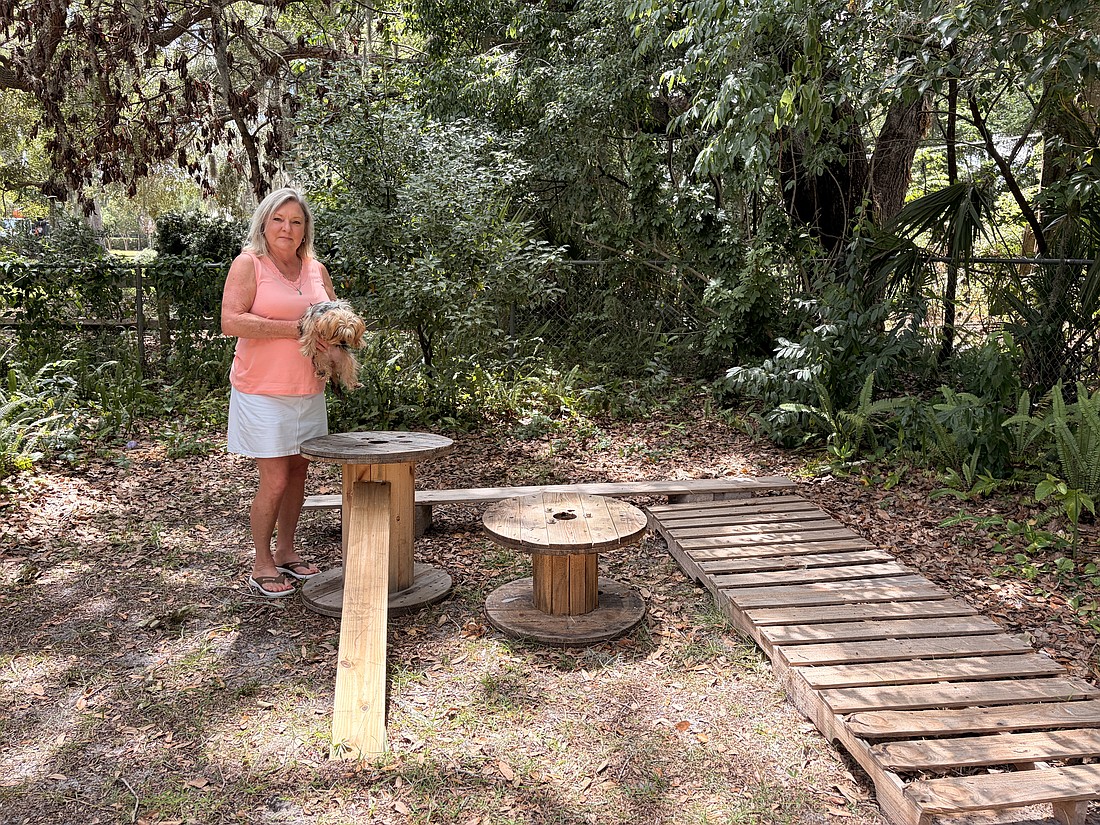 Oakland resident Melanie Charles constructed an agility course in her backyard for dogs to enjoy.