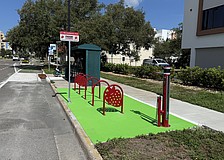 Sarasota's first micromobility hub was installed on Ringling Boulevard near the Legacy Trail entrance.