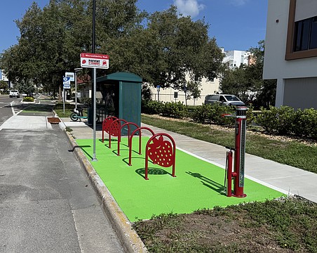 Sarasota's first micromobility hub was installed on Ringling Boulevard near the Legacy Trail entrance.
