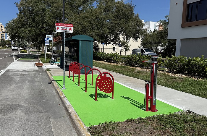 Sarasota's first micromobility hub was installed on Ringling Boulevard near the Legacy Trail entrance.