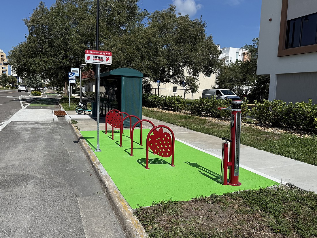 Sarasota's first micromobility hub was installed on Ringling Boulevard near the Legacy Trail entrance.