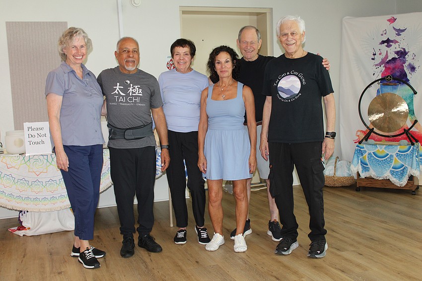 Claire Hatch, Tai Chi Instructor Reuben Fernandez, Fran Van Zandt, Janet Sanzo, Kenny Newmark and John Sackler have been keeping active at The Paradise Center this summer.