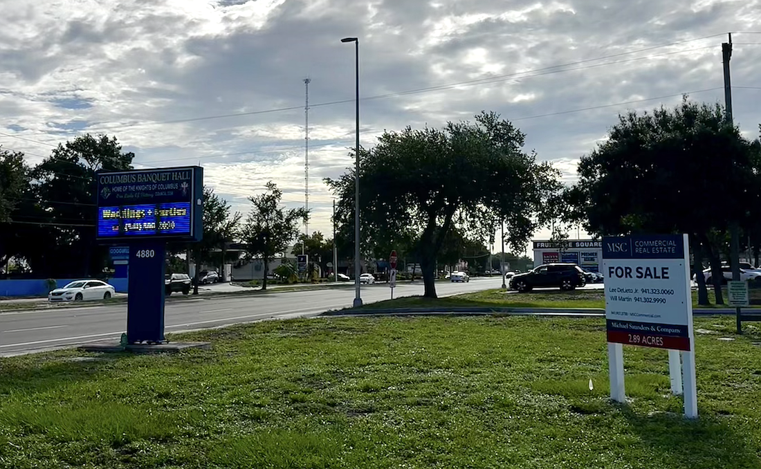 The "For Sale" sign at 4880 Fruitville Road in Sarasota has resulted in an influx of phone calls, according to Senior Commercial Advisor Lee DeLieto Jr.