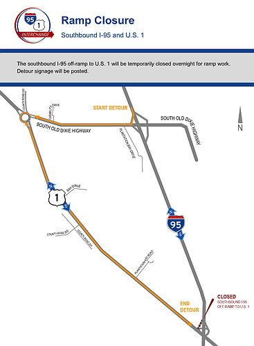 A map showing the proposed detour for the road closure. Courtesy of Flagler County