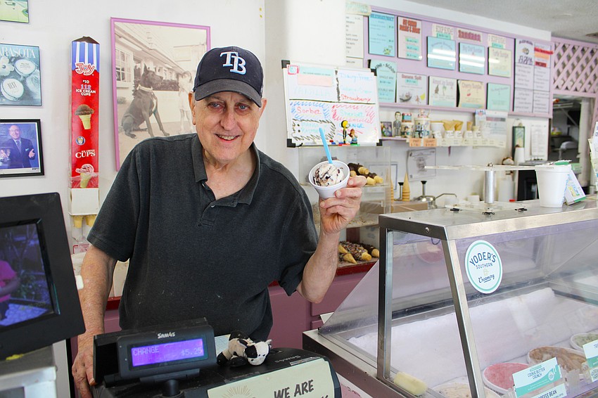 Dave Tesar, owner of Big Olaf Creamy on St. Armands Circle, dishes up one of the most popular hard-scoop ice cream flavors, 