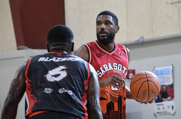 The Sarasota Lions, playing by FIBA rules in the Sunbelt Basketball Association, offer competitive opportunities to players like Willie Jackson (right).