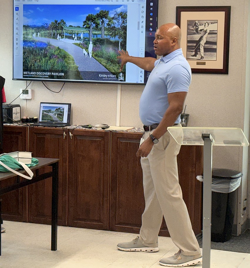 Jerry Fogle describes Bobby Jones Nature Park Phase 2 features prior to the ribbon cutting marking completion of Phase 1. Jerry Fogle describes Bobby Jones Nature Park Phase 2 features prior to the ribbon cutting marking completion of Phase 1.