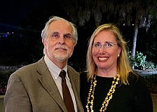 Former Sarasota Opera maestro Victor De Renzi and Jennifer Rominiecki, president and CEO of Marie Selby Botanical Gardens.
