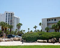 At 15 stories, the Islands West condominium building constructed in 1972 is one of the tallest buildings on Longboat Key. Driving north on the island, it’s the last taller condo building, as the north end features more single family homes and shorter hotel buildings like Four Winds Beach Resort pictured to the right.