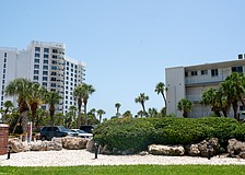 At 15 stories, the Islands West condominium building constructed in 1972 is one of the tallest buildings on Longboat Key. Driving north on the island, it’s the last taller condo building, as the north end features more single family homes and shorter hotel buildings like Four Winds Beach Resort pictured to the right.