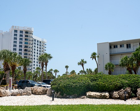 At 15 stories, the Islands West condominium building constructed in 1972 is one of the tallest buildings on Longboat Key. Driving north on the island, it’s the last taller condo building, as the north end features more single family homes and shorter hotel buildings like Four Winds Beach Resort pictured to the right.