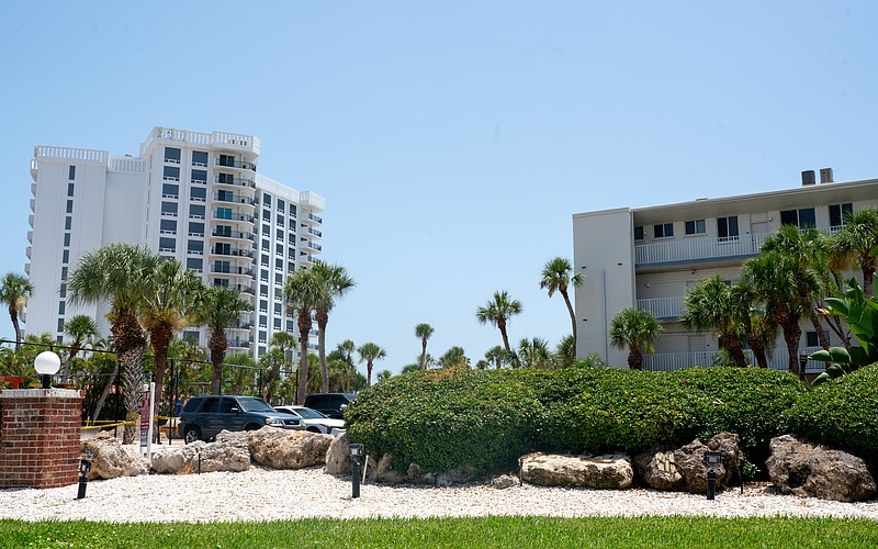 At 15 stories, the Islands West condominium building constructed in 1972 is one of the tallest buildings on Longboat Key. Driving north on the island, it’s the last taller condo building, as the north end features more single family homes and shorter hotel buildings like Four Winds Beach Resort pictured to the right.