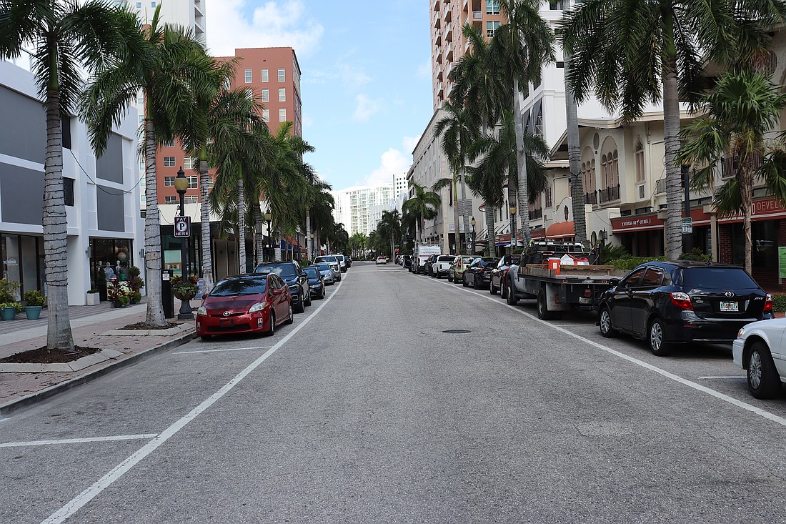 Palm Avenue is one of only two downtown streets that require paid parking. The other is Main Street.