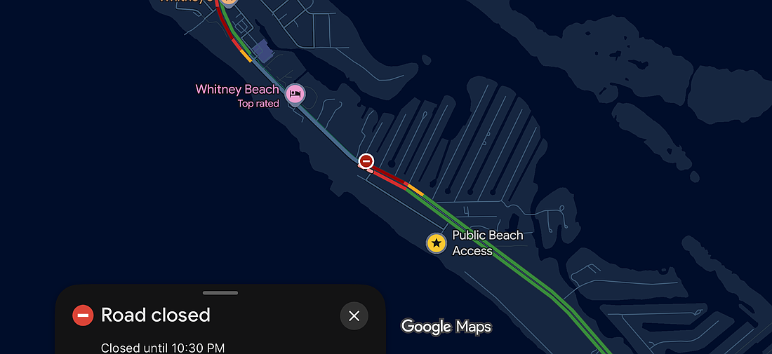 The Town of Longboat Key announced the road closure of Gulf of Mexico Drive for an extended time period due to a major car accident.