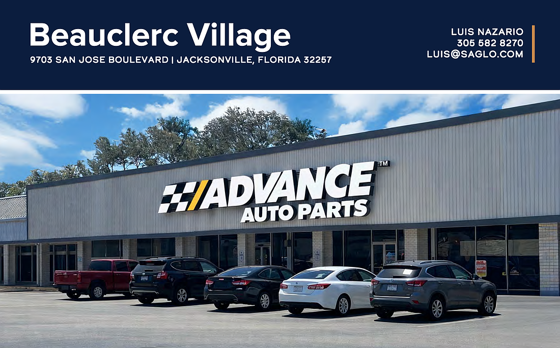 Saglo Cos. shows Advance Auto Parts as an anchor in Beauclerc Village.