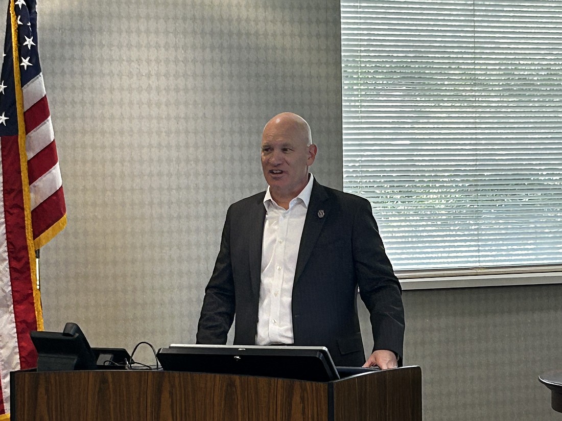 City Council President Nick Howland speaks during the July 16 JAA board meeting, where the board voted to authorize a lawsuit against the city while also agreeing to a 30-day mediation period.