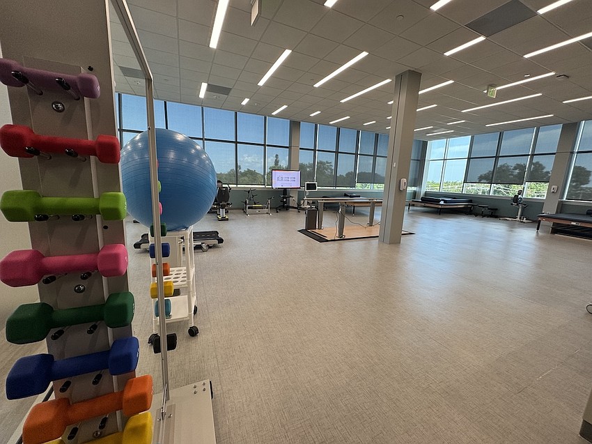 Therapy gyms on the second and third floors help patients practice movement, standing, balance as well as resistance and strength training, among other exercises. Therapy gyms on the second and third floors help patients practice movement, standing, balance as well as resistance and strength training, among other exercises.