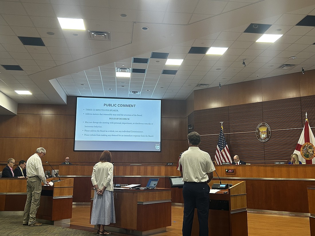 St. Johns County residents spoke in opposition to Senate Bill 686, Florida’s enclave law that can limit county oversight of development on agricultural lands.