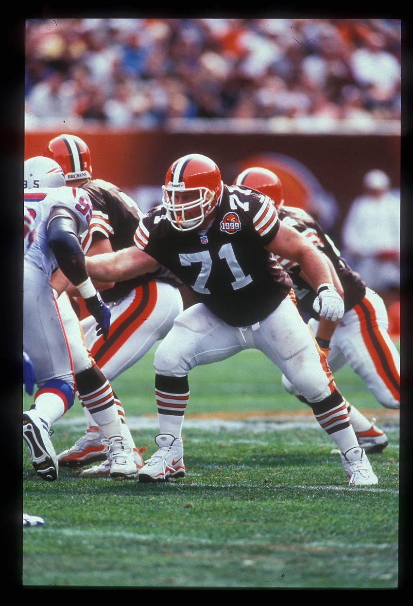 In a nine-year career Jim Pyne played for four NFL teams: the Tampa Bay Buccaneers, the Detroit Lions, Cleveland Browns (pictured here) and Philadelphia Eagles. In a nine-year career Jim Pyne played for four NFL teams: the Tampa Bay Buccaneers, the Detroit Lions, Cleveland Browns (pictured here) and Philadelphia Eagles.
