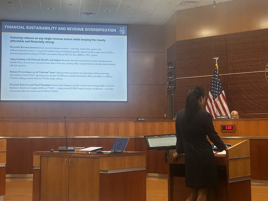 St. Johns County Administrator Joy Andrews: “This is a budget that we’re presenting to protect and preserve what we have, and that is our infrastructure, our assets and our human capital.”