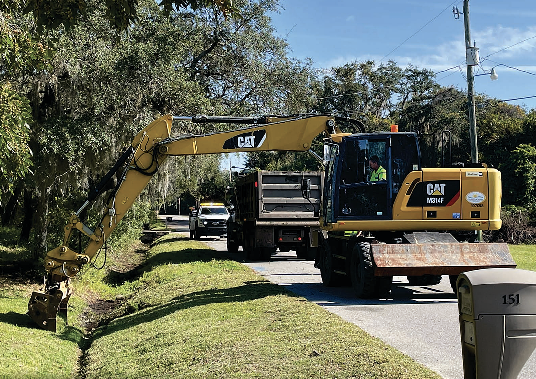 A Volusia County Public Works crew performs routine drainage ditch maintenance as part of the county's ongoing stormwater management program. County officials highlighted continued infrastructure investment in the proposed fiscal year 2026-27 budget. Photo courtesy of Volusia County.