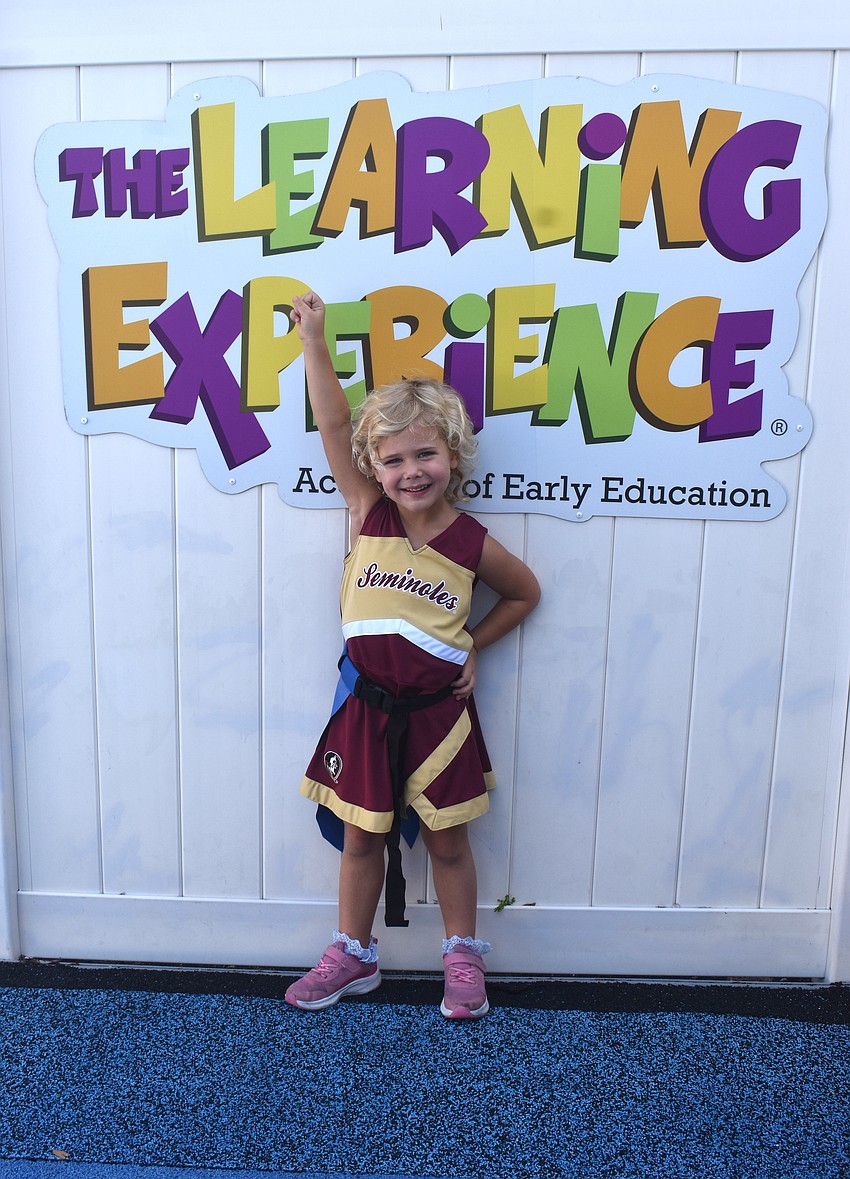 Lakewood Ranch's Caroline Caldwell, 4, took cheering to the next level with her Seminoles cheerleading outfit.