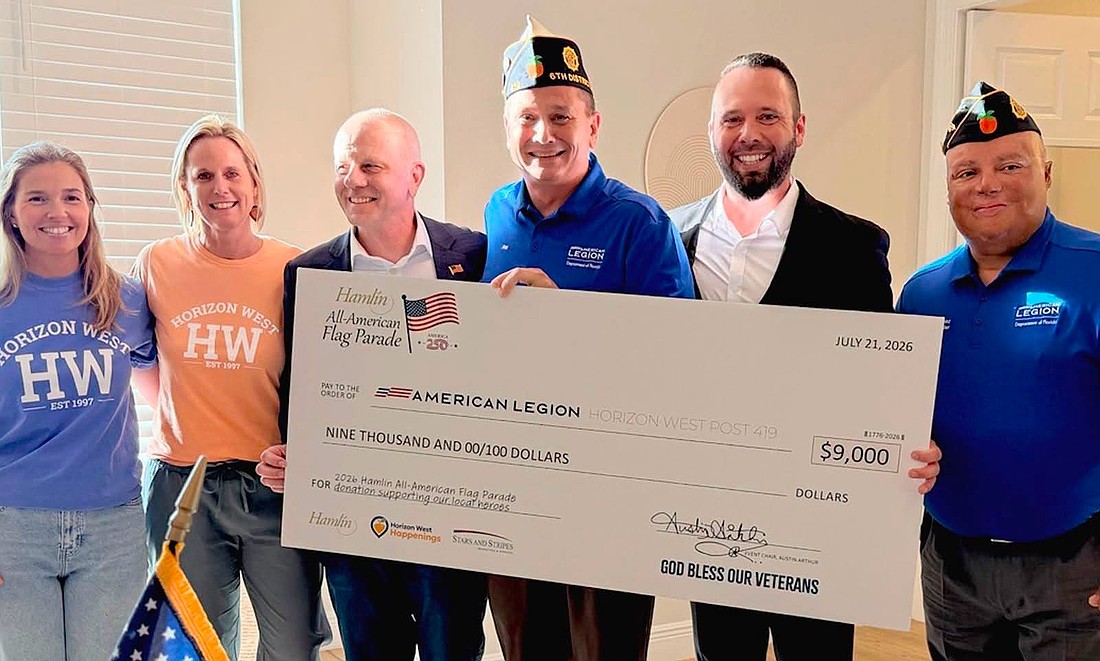 Horizon West Happenings, Hamlin and community partner Austin Arthur presented the $9,000 check to the Horizon West American Legion Post 419 Tuesday, July 21.