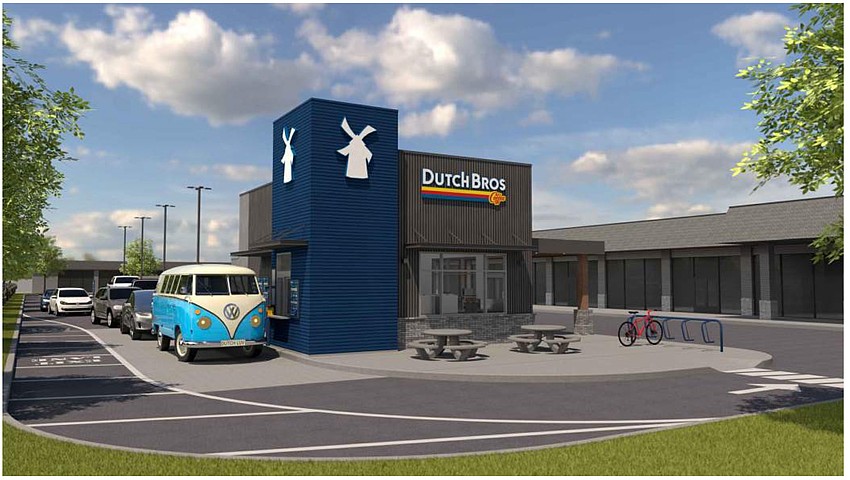 A rendering of a Dutch Bros Coffee kiosk, while the actual building design may differ. A rendering of a Dutch Bros Coffee kiosk, while the actual building design may differ.