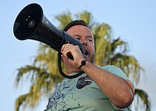 Nick Myers of Lakewood Ranch orchestrates the Sarasota Paradise supporters' group's symphony of support. He conducts not with a baton, but a megaphone.