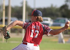 Liam Smith throws a pitch for Sarasota American against Keystone on Saturday. Twin Lakes Park — the home of Sarasota Little League — hosted the Florida Little League state tournament.