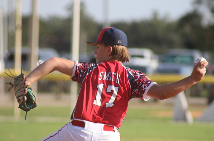 Liam Smith throws a pitch for Sarasota American against Keystone on Saturday. Twin Lakes Park — the home of Sarasota Little League — hosted the Florida Little League state tournament.