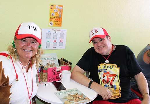 Tanya Waxler and Eddie Balen enjoy Christmas in July in celebration of her book signing for "Santa's Extreme Dream Team and the Hospital Mission."