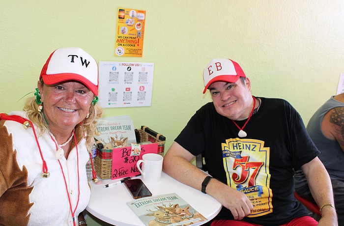 Tanya Waxler and Eddie Balen enjoy Christmas in July in celebration of her book signing for "Santa's Extreme Dream Team and the Hospital Mission."