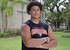 Jackson Snelling, standing at 6-foot-5 and 280 pounds, will be a crucial presence in the trenches for the Cougars as they try to defend their FHSAA Class 2A state title this season.