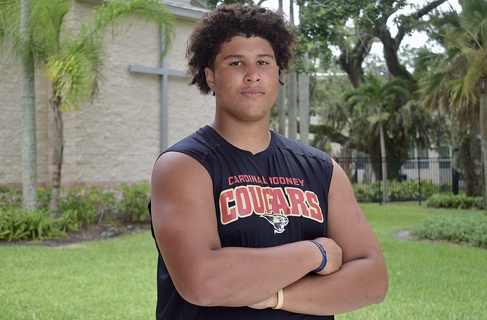 Jackson Snelling, standing at 6-foot-5 and 280 pounds, will be a crucial presence in the trenches for the Cougars as they try to defend their FHSAA Class 2A state title this season.