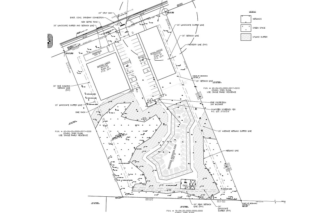 An 8,000-square-foot indoor batting facility and an adjacent 6,500-square-foot office building are proposed in Callahan.