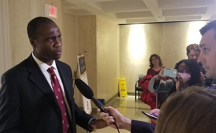 Surgeon General Joseph Ladapo speaks to reporters after being confirmed by the Senate. Photo courtesy of Jim Turner, News Service of Florida