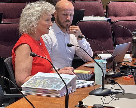 Director of Financial Administration Kelly Strickland and Budget Manager Tyler Harris present the preliminary fiscal year 2027 budget to the Sarasota City Commission.
