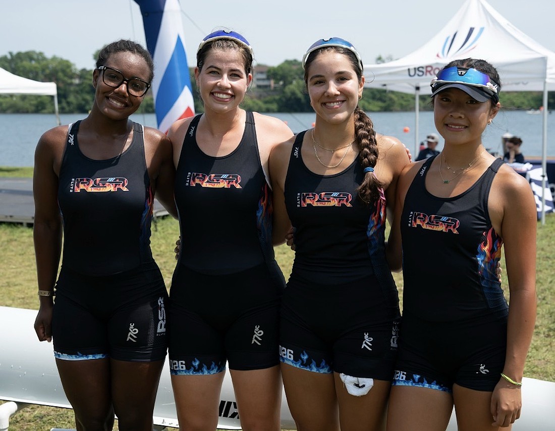 OARS’ Noelle Murray, left, was honored to compete with her friends from Ready Set Row’s summer camp and take home gold with them.