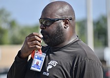 Carlos Woods, pictured here before the 2025 high school football season, was dismissed from Booker last week. He led the Tornadoes to the FHSAA Class 3A state semifinals in his year as coach.
