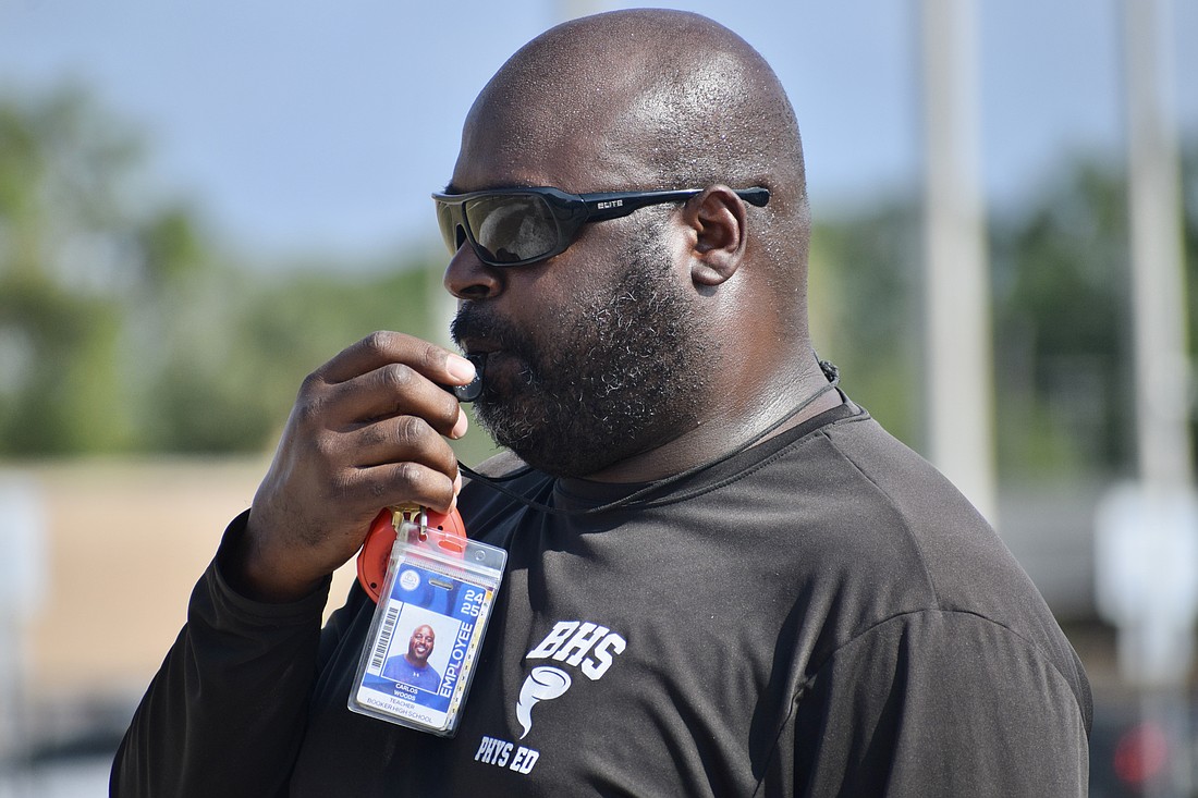 Carlos Woods, pictured here before the 2025 high school football season, was dismissed from Booker last week. He led the Tornadoes to the FHSAA Class 3A state semifinals in his year as coach.