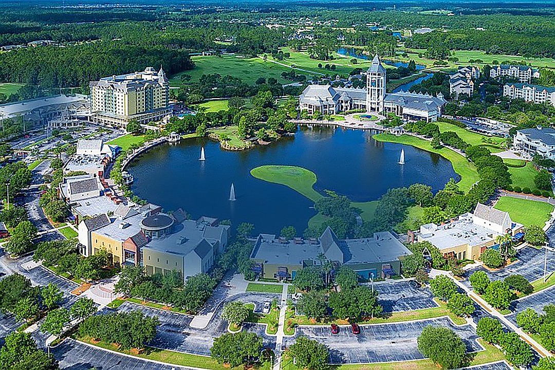 World Golf Foundation Inc. owned 36.7 acres surrounding the former World Golf Hall of Fame structure, including the former PGA Tour Productions building, pedestrian walkways, the lake at the center of the complex and parking areas that St. Johns County sought to purchase before the effort stalled in January 2025.