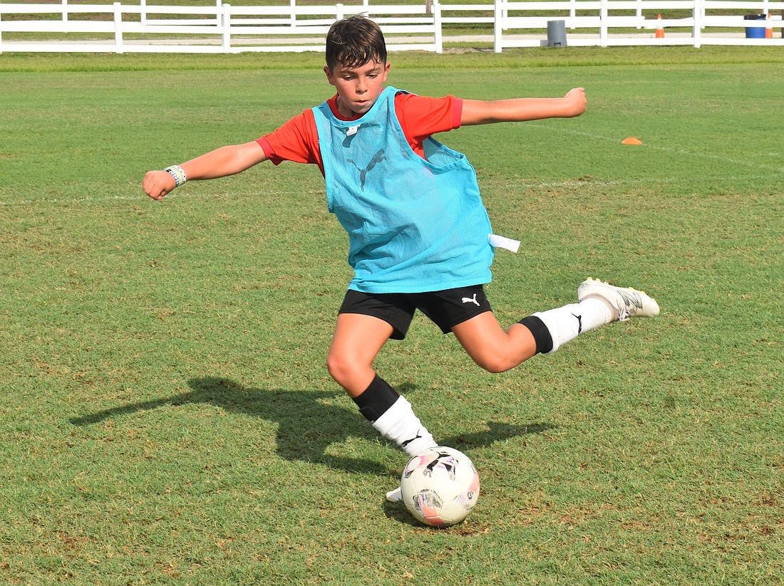 Lakewood Ranch 11-year-old Finn Morris, who has been playing soccer for six years, likes competing at the Sarasota Paradise youth soccer camp.