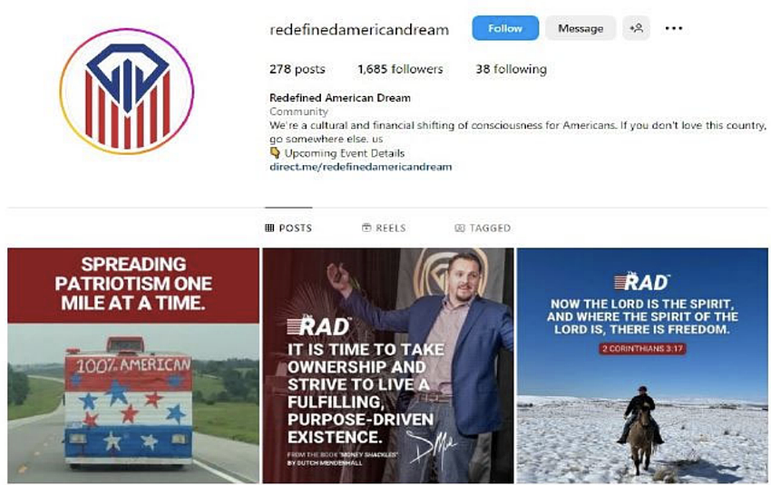 A screenshot of RAD Diversified’s Instagram account.
