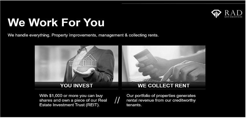 A screenshot from a 2022 RAD Diversified investor presentation.