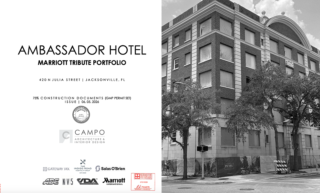 The city of Jacksonville is reviewing a permit application for Gateway Jax to renovate the historic Ambassador Hotel at 420 N. Julia St. Downtown.