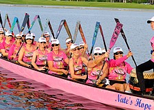 Survivors In Sync is a dragon boat team made up of breast cancer survivors.